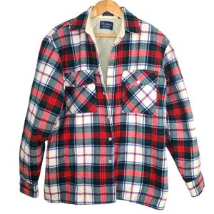 Vintage Thornhill Men's Red Plaid Shirt Jacket. Quilted Lining. 15-15 1/2. I0111